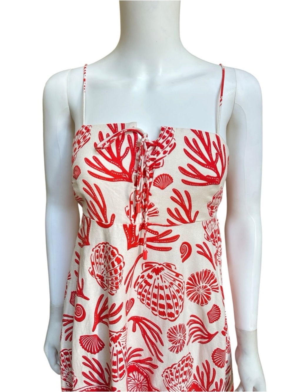 Calypso St. Barth Red and White Linen Blend Maxi Sundress, NWT, XS - Picture 5 of 16